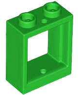 Lego (N) ~ Window 1 x 2 x 2 Flat Front ~ [Bright Green]