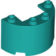 Lego (N) ~ Cylinder Half 2 x 4 x 2 with 1 x 2 Cutout ~ [Dark Turquoise]