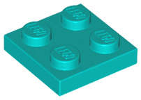 Lego (U) ~ Plate 2 x 2 ~ [Dark Turquoise]