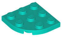 Lego (N) ~ Plate Round Corner 3 x 3 ~ [Dark Turquoise]