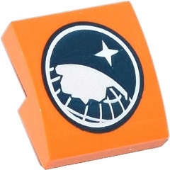 Lego (U) ~ Slope Curved 2 x 2 x 2/3 with Dark Blue and White Arctic Explorer Logo Patter ~ [Orange]