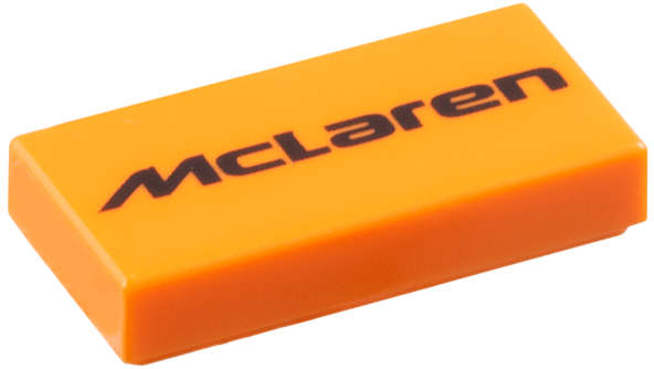Lego (N) ~ Tile 1 x 2 with Black 'McLaren' Pattern ~ [Orange]