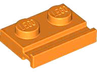 Lego (N) ~ Plate Modified 1 x 2 with Door Rail ~ [Orange]
