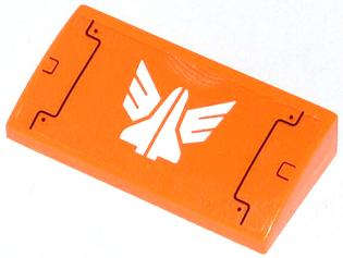 Lego (U) ~ Slope Curved 2 x 4 x 2/3 with Bottom Tubes with Black Lines and Galaxy Squad  ~ [Orange]