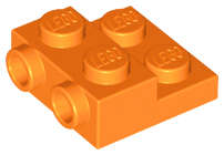 Lego (U) ~ Plate Modified 2 x 2 x 2/3 with 2 Studs on Side - Solid Bottom Tube ~ [Orange]