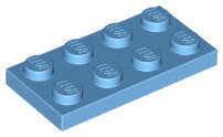 Lego (U) ~ Plate 2 x 4 ~ [Medium Blue]