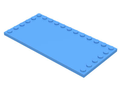 Lego (N) ~ Tile Modified 6 x 12 with Studs on Edges ~ [Medium Blue]