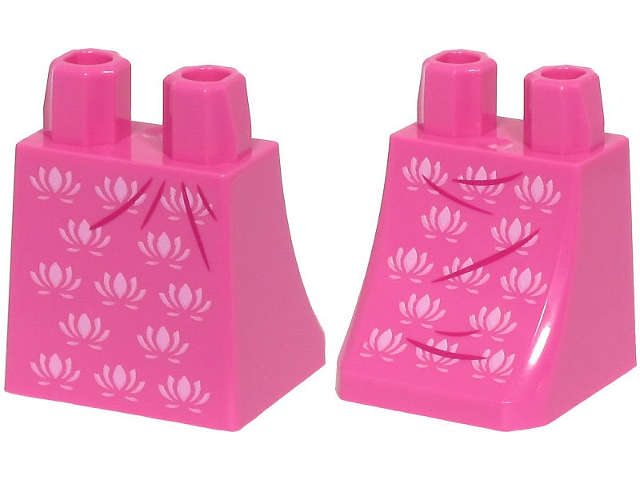 Lego (N) ~ Lower Body Skirt with Bright Pink Flowers and Magenta Creases Pattern (BAM) ~ [Dark Pink]