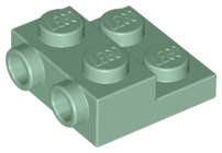 Lego (N) ~ Plate Modified 2 x 2 x 2/3 with 2 Studs on Side - Solid Bottom Tube ~ [Sand Green]