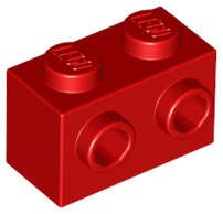 Lego (N) ~ Brick Modified 1 x 2 with Studs on 1 Side ~ [Red]