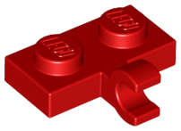 Lego (N) ~ Plate Modified 1 x 2 with Clip on Side (Horizontal Grip) ~ [Red]