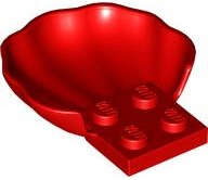 Lego (N) ~ Clam / Scallop Shell with 4 Studs ~ [Red]