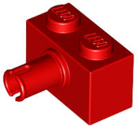 Lego (N) ~ Brick Modified 1 x 2 with Pin ~ [Red]