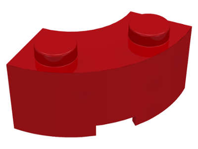 Lego (U) ~ Brick Round Corner 2 x 2 Macaroni with Stud Notch ~ [Red]