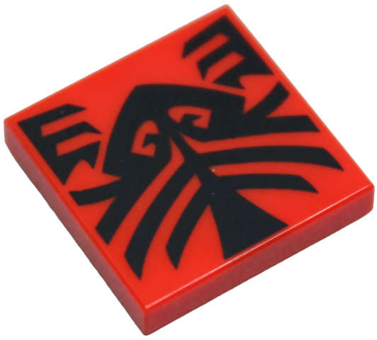 Lego (N) ~ Tile 2 x 2 with Black Tattoo Markings Pattern ~ [Red]