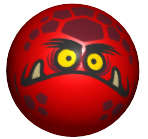 Lego (N) ~ Technic Ball Joint with Globlin Type 3 Pattern ~ [Red]