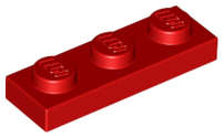 Lego (N) ~ Plate 1 x 3 ~ [Red]
