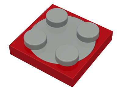 Lego (U) ~ Turntable 2 x 2 Plate with Light Gray Top (3680 / 3679) ~ [Red]