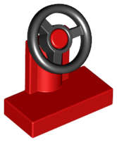 Lego (U) ~ Vehicle Steering Stand 1 x 2 with Black Steering Wheel ~ [Red]