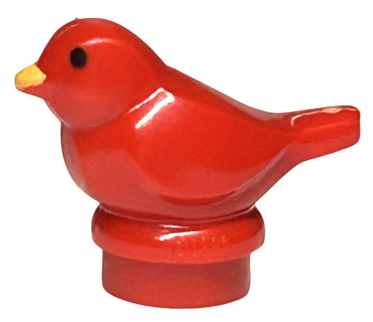 Lego (N) ~ Bird Small with Black Eyes and Bright Light Orange Beak Pattern ~ [Red]