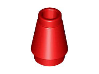 Lego (N) ~ Cone 1 x 1 with Top Groove ~ [Red]