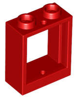 Lego (N) ~ Window 1 x 2 x 2 Flat Front ~ [Red]