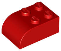 Lego (N) ~ Slope Curved 3 x 2 with 4 Studs ~ [Red]