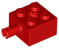 Lego (N) ~ Brick Modified 2 x 2 with Pin and Axle Hole ~ [Red]