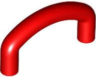 Lego (N) ~ Bar Curved with Angled Ends 1L ~ [Red]