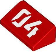 Lego (N) ~ Slope 30 1 x 2 x 2/3 with White '04' Pattern ~ [Red]