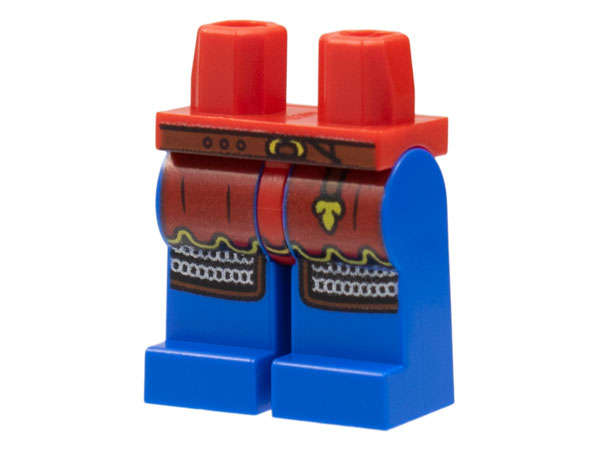 Lego (N) ~ Hips and Blue Legs with Red Surcoat Reddish Brown Belt and Silver Chain Mail Pat ~ [Red]