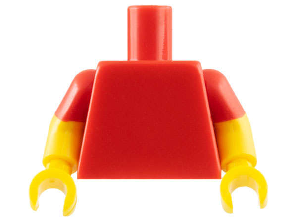 Lego (U) ~ Torso Plain / Yellow Arms with Molded Red Short Sleeves Pattern / Yellow Hands ~ [Red]