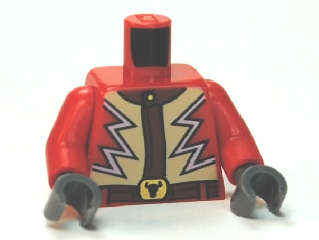 Lego Used - Torso Jacket with Lightning Zigzag and Steer / Bull's Head Belt Buckle Pattern/~ [Red]
