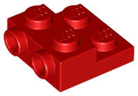 Lego (N) ~ Plate Modified 2 x 2 x 2/3 with 2 Studs on Side - Solid Bottom Tube ~ [Red]