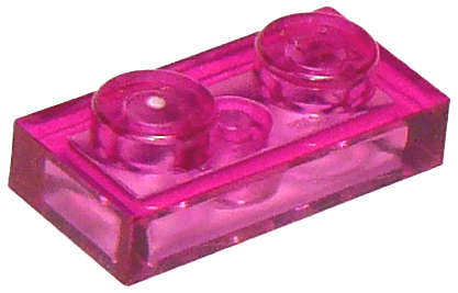 Lego (N) ~ Plate 1 x 2 ~ [Trans-Dark Pink]
