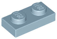 Lego (U) ~ Plate 1 x 2 ~ [Sand Blue]