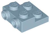 Lego (U) ~ Plate Modified 2 x 2 x 2/3 with 2 Studs on Side - Solid Bottom Tube ~ [Sand Blue]