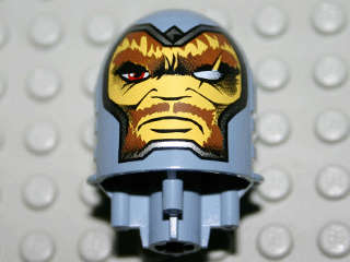 Lego Used - Large Figure Head with Karzon Pattern~ [Sand Blue]