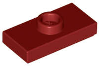 Lego (N) ~ Plate Modified 1 x 2 with 1 Stud with Groove and Bottom Stud Holder (Jumper ~ [Dark Red]