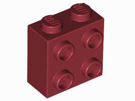 Lego (N) ~ Brick Modified 1 x 2 x 1 2/3 with Studs on Side ~ [Dark Red]
