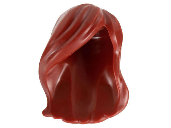 Lego (N) ~ Mini Doll Hair Female Long Parted on Side Swept Back over Forehead Hole on  ~ [Dark Red]