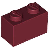 Lego (N) ~ Brick 1 x 2 ~ [Dark Red]