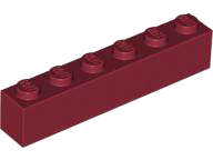 Lego (N) ~ Brick 1 x 6 ~ [Dark Red]