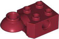 Lego (N) ~ Technic Brick Modified 2 x 2 with Pin Hole and Rotation Joint Ball Half Hori ~ [Dark Red]