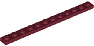 Lego (N) ~ Plate 1 x 12 ~ [Dark Red]