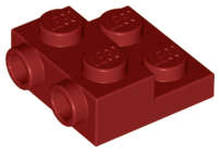 Lego (N) ~ Plate Modified 2 x 2 x 2/3 with 2 Studs on Side - Solid Bottom Tube ~ [Dark Red]