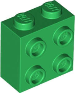 Lego (N) ~ Brick Modified 1 x 2 x 1 2/3 with Studs on Side ~ [Green]