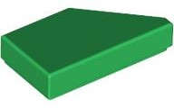 Lego (N) ~ Tile Modified 1 x 2 Wedge Left ~ [Green]