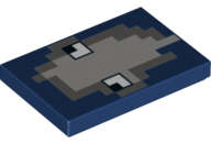 Lego (N) ~ Tile 2 x 3 with Minecraft Squid Face Pattern ~ [Dark Blue]