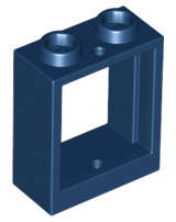 Lego (N) ~ Window 1 x 2 x 2 Flat Front ~ [Dark Blue]